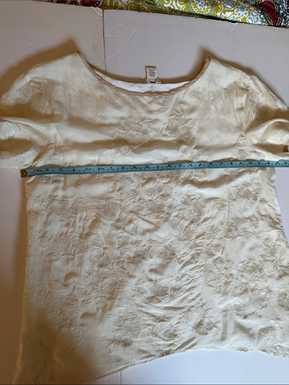 Sundance Cream Embroidered Silk & Cotton Floral Tunic. Size XL. - Picture 10 of 16